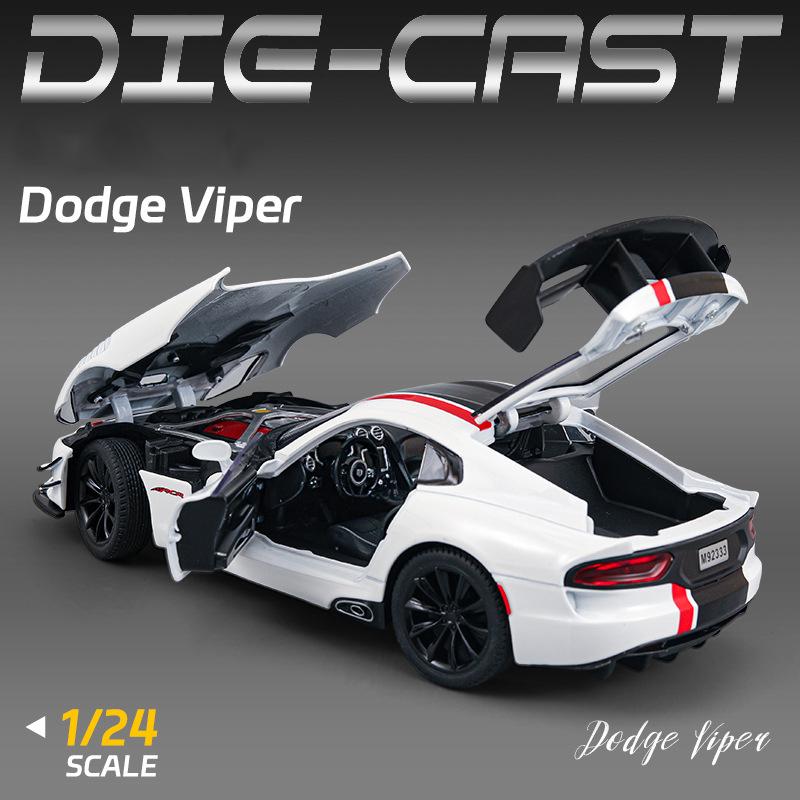 1/24 Dodge Viper ACR SRT Alloy Sports Car Model Diecast Metal Track Racing Vehicles Car Model Sound and Light Childrens Toy Gift