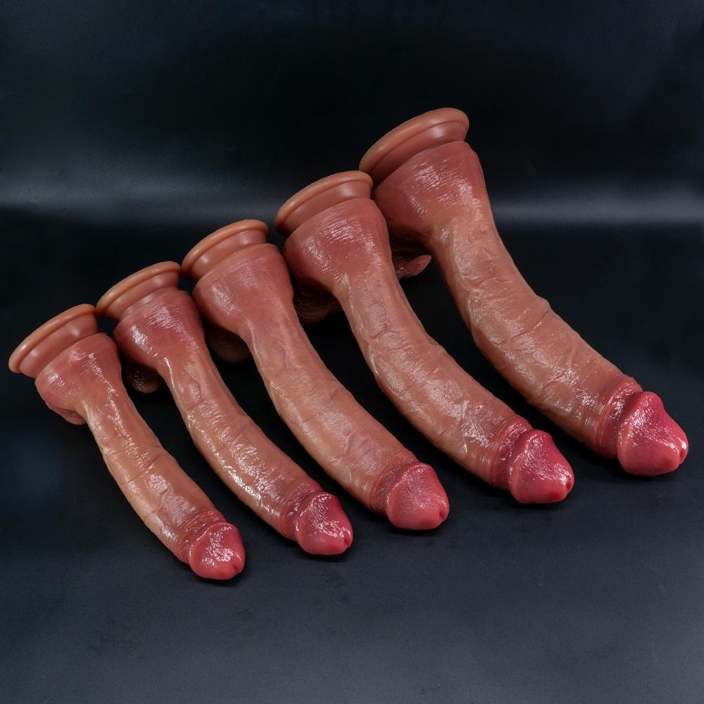 Dildo-XXL 33cm Realistic Soft Liquid Silicone Dildo with Veins,5 Sizes Super Huge Thick Phallus for Women&Men,Strong Suction Cup,Flexible G-Spot Toy