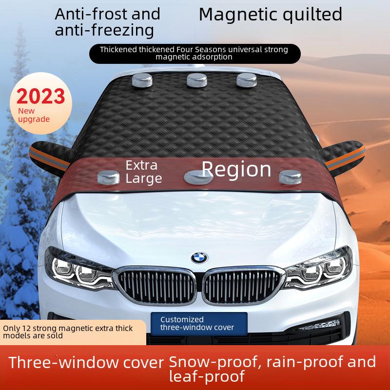 Schwarze magnetische Windschutzscheiben-Schnee- und Sonnenabdeckung - Verdickt, Frostschutz
