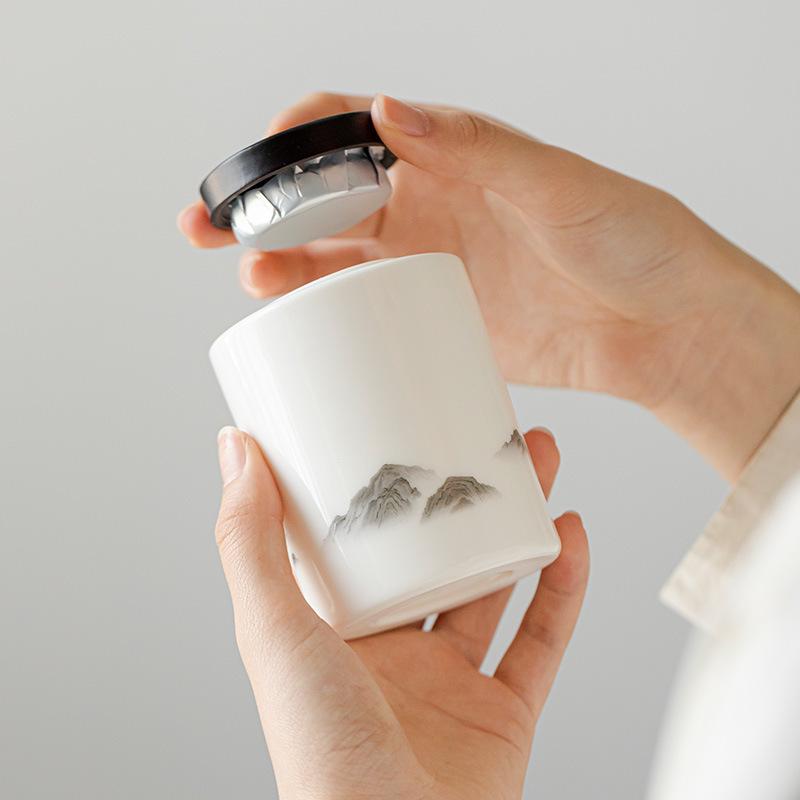 Moisture-Proof Jade White Porcelain Tea Caddy - High-Grade Sealed Ceramic Storage Jar with Custom Logo