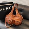 Multi Carry Faux Leather Handbag with Shoulder Crossbody and Handheld Options