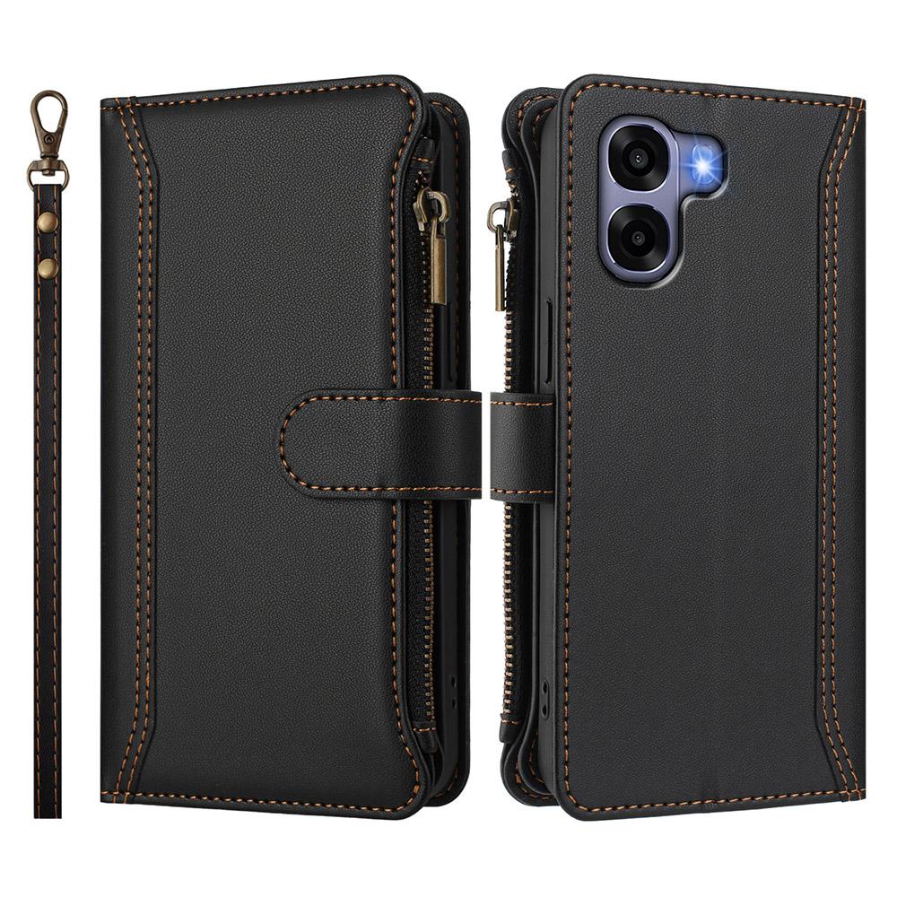 Card Wallet Phone Cover For OPPO A98 A96 A80 A79 A78 A76 A60 A58 A36 Reno15 Pro Max A6 Leather Case Wrist Strap Crossbody Shell