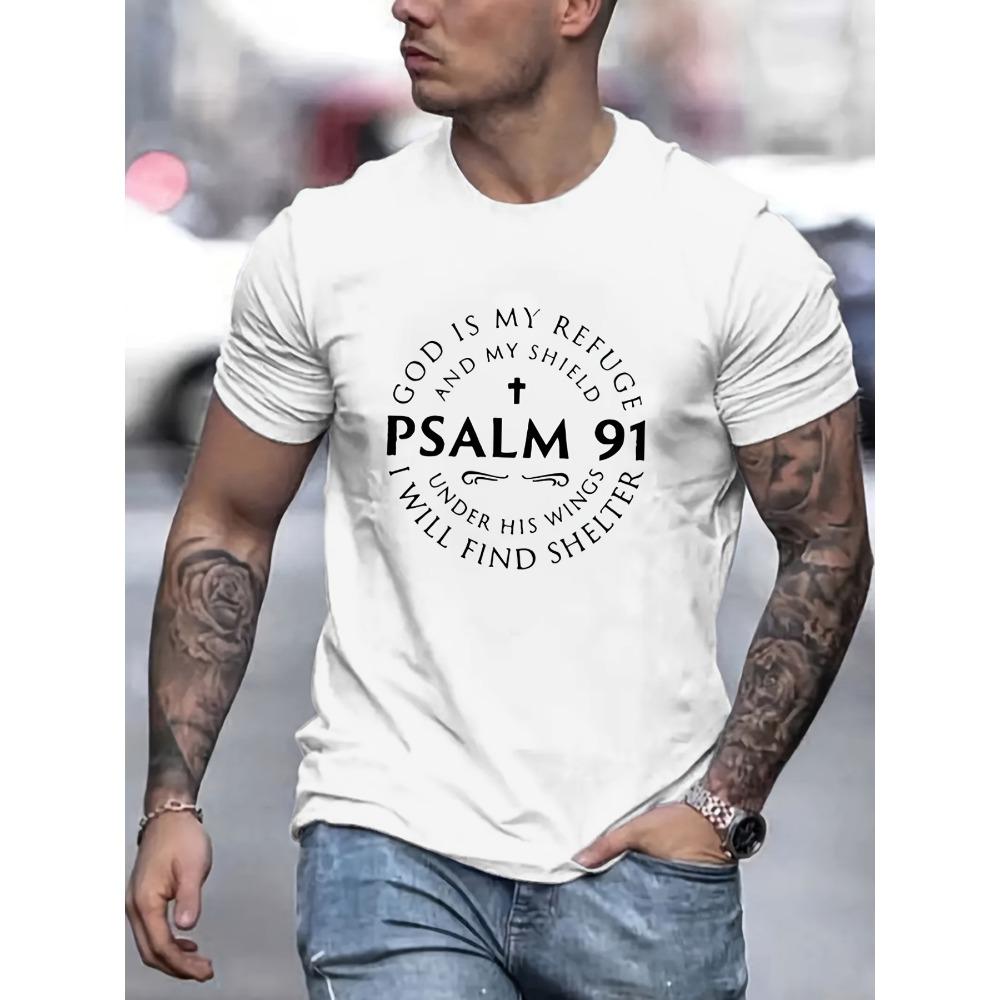 European sizes Summer New Men's Casual Fashion Trendy Short Sleeve Printed Slightly Stretchy Ribbed Crew Neck Comfortable Breathable T-Shirt