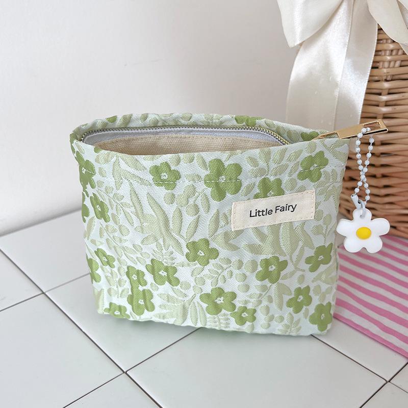 Pink Floral Makeup Bag: Women's Portable, Large Capacity, Small Size Travel Toiletry and Skincare Storage Bag
