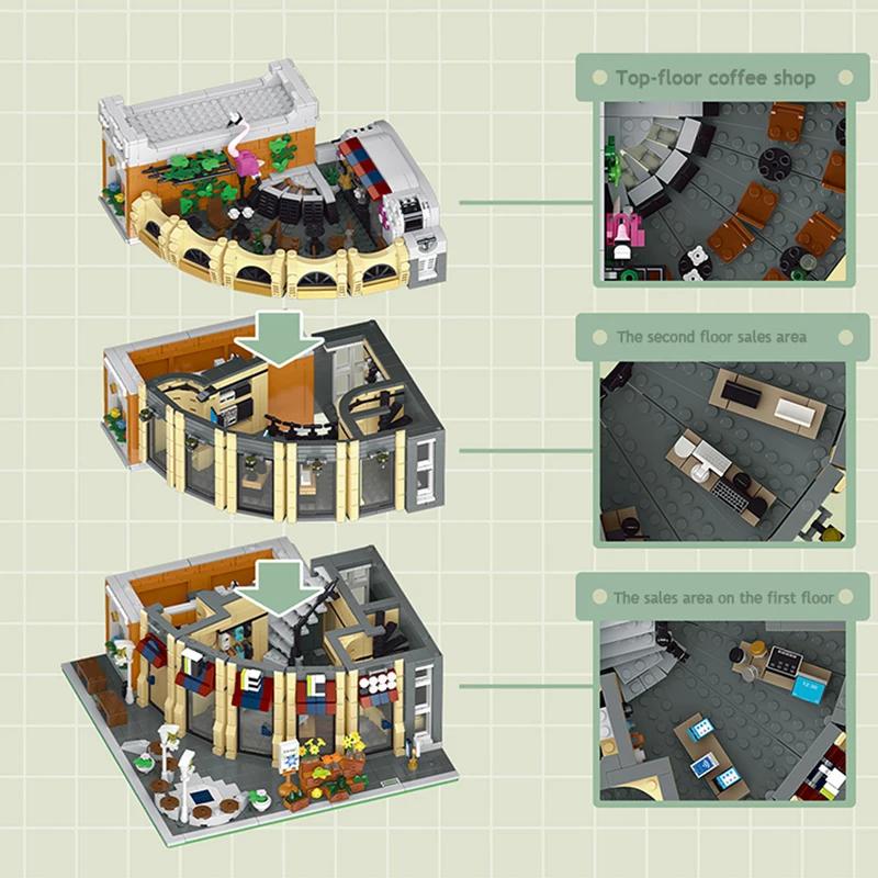 3231Pcs European Retro City Style Street View Store Creative Building Blocks Moc Round Corner Shop Model Toys Kids Gift