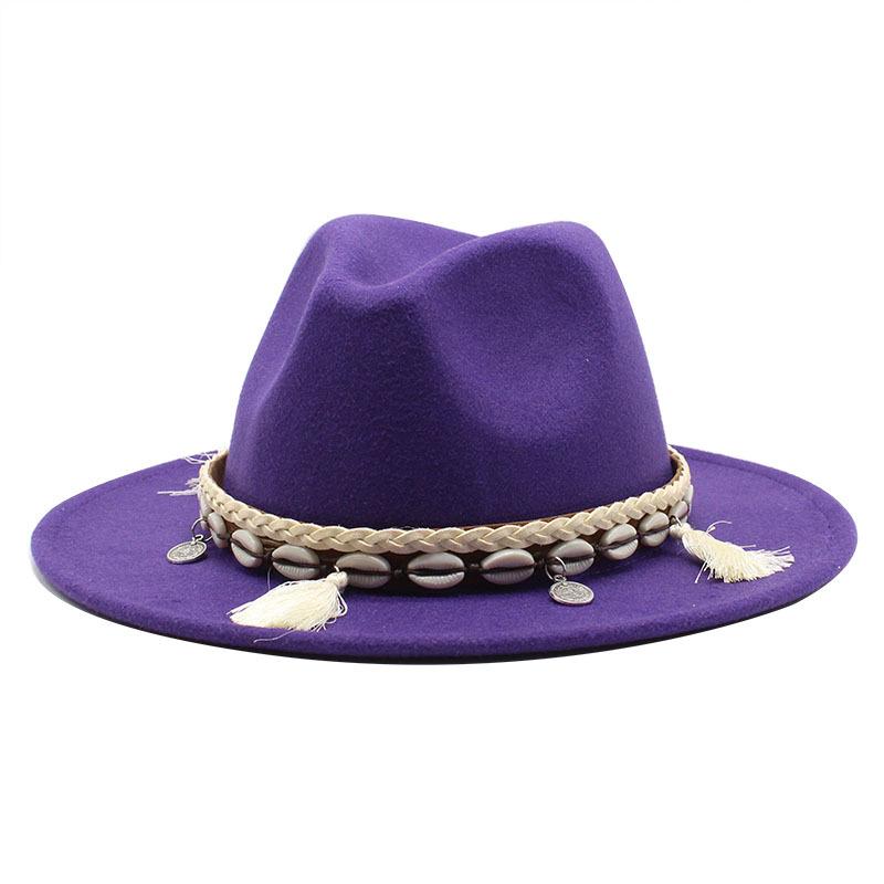 Woolen Top Hat, Minority Style Jazz Hat, Retro Flat-Brimmed Big Eaves Hat.