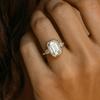 Emerald Cut Moissanite Wedding Ring, Pear Shaped Engagement Ring, Half-Bezel Bridal Ring, Yellow Gold Plated Jewelry