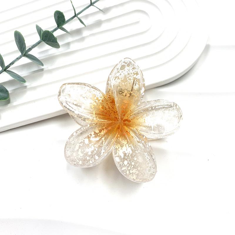 Retro Colorful Frangipani Flower Hair Claw Clip for Women