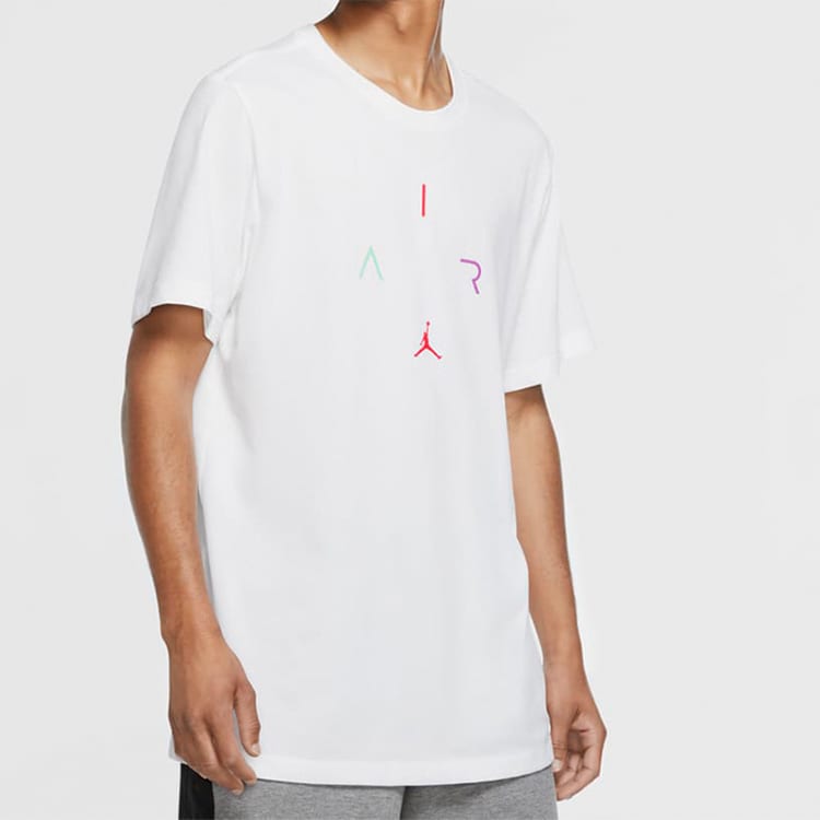 Jordan Air T Shirts Men's White Crew Neck Moderate Straight Fit CN3576-100