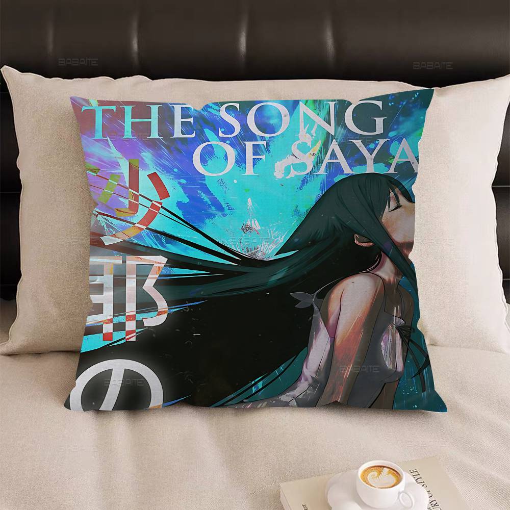 Saya No Uta The Song Of Saya Pillow Covers Cartoon Sofa Decorative Home Double-Sided Printing Short Plush Cute Cushion Cover