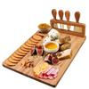 WOOD Bamboo Charcuterie Boards-4 Knives-Unique Charcuterie Board & Serving Tray-House Warming Gifts New Home Gifts