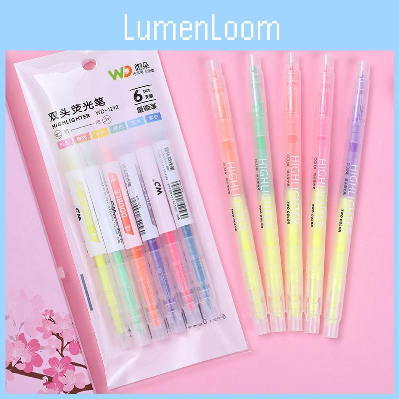Creative Double-ended Highlighter Pack For Students And Office Use Vibrant Colors