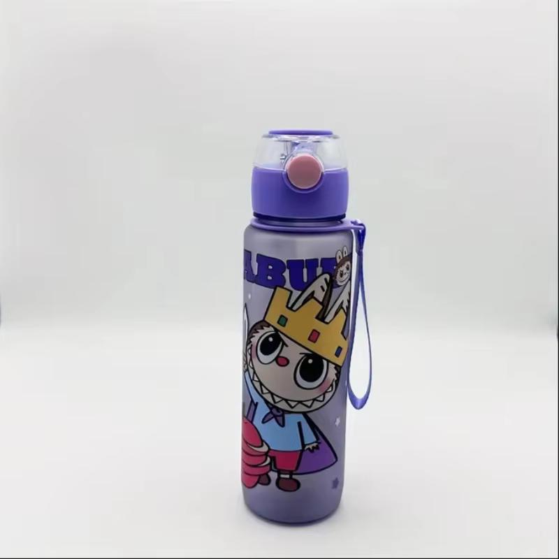 BPA-Free Visually Appealing Cartoon Water Bottle with Straw - Leak-Proof, Portable for Outdoor Sports, Fitness, Travel