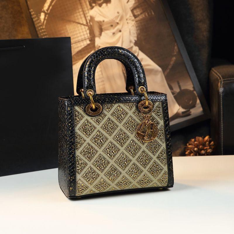 Strukturierte High-End Atmosphärische Rauten Diana Tasche, Echte Leder Damen Handtasche, Exquisite Ein Schulter Umhänge Handtasche, Damen Tasche