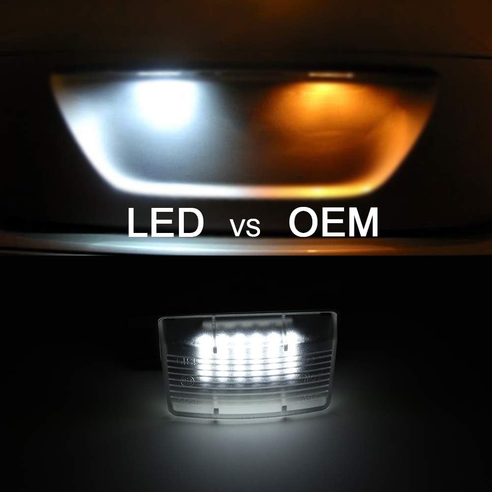 Gempro 2Pcs LED License Plate Light Lamp Assembly Replacement For Nissan 350z 370z GT-R Cube Leaf Sentra Versa 5D/4D Infiniti Q60 G35 G37 G25,