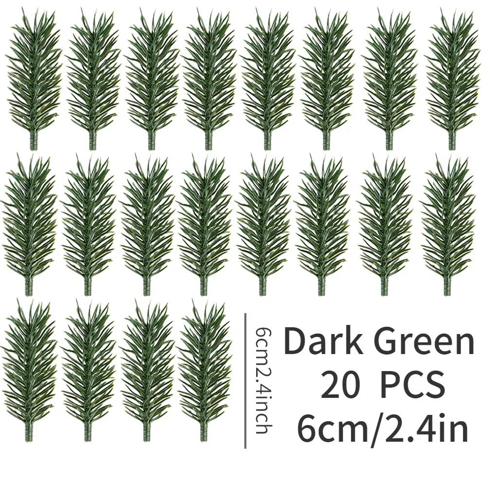 10/20 Pcs Artificial Plants Pine Branches Christmas Tree Accessories DIY New Year Party Decorations Xmas Ornaments Kids Gift