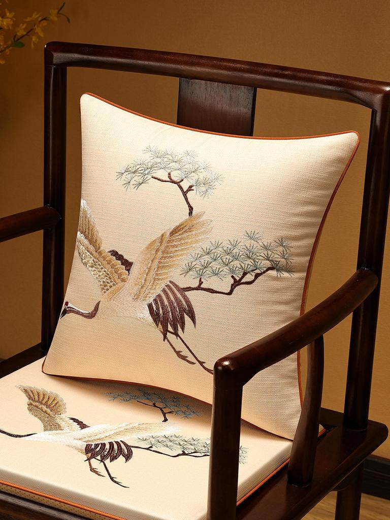 Veemi Home Leinen Kissenbezug Frühling Vögel Stickerei Orientalischer Luxus Hochwertiger Kissenbezug für Couch Sofa Bett 18x18 Zoll