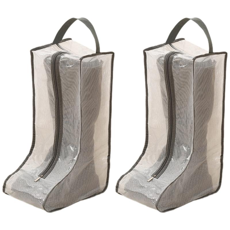 Set Of 2 PVC Boot Bags Dust Protector Shoes Bag Rubber Boot Bag With Clear Viewing Panel High Boot Storage
