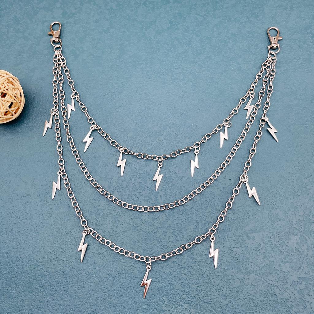 Guochao Metal Lightning Waist Chain Personalized Tide Cool Multi-layer Decorative Men's and Women's Trouser Chains