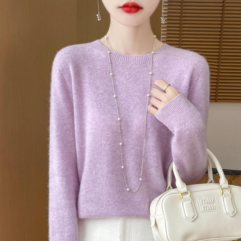 Women's Cashmere Sweater Qinghe Cashmere 30% Cashmere 70% Wool Autumn and Winter Pullover Warm and Fashionable
