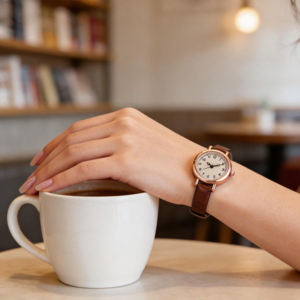 Minimalist Quartz Watch For Women With Leather Strap And Round Dial For Casual Daily Wear