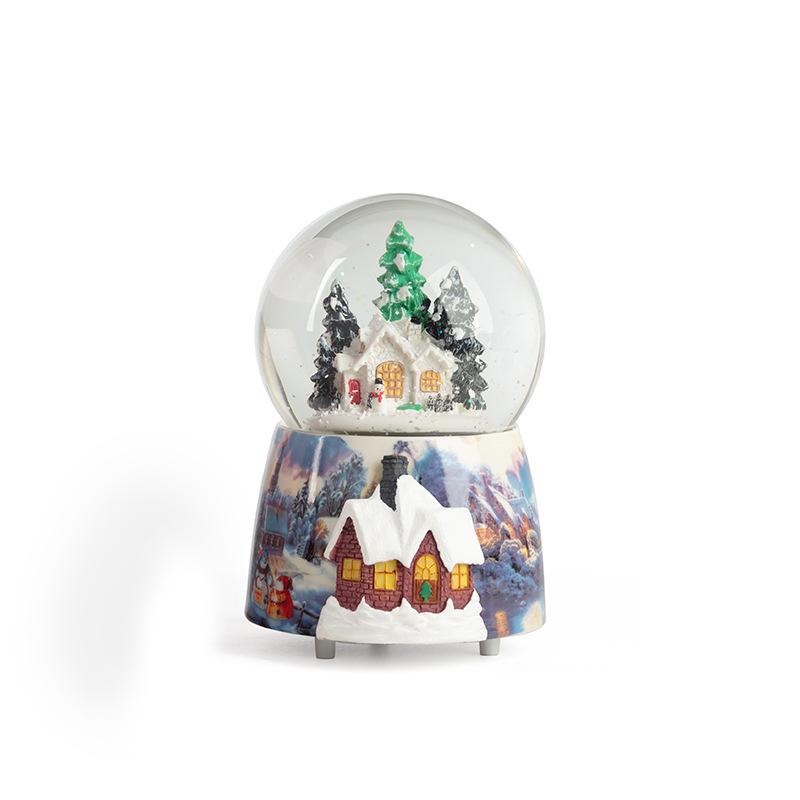 Castle In the Sky Crystal Music Box: Glowing Snowfall Ornament for Christmas & Children's Day