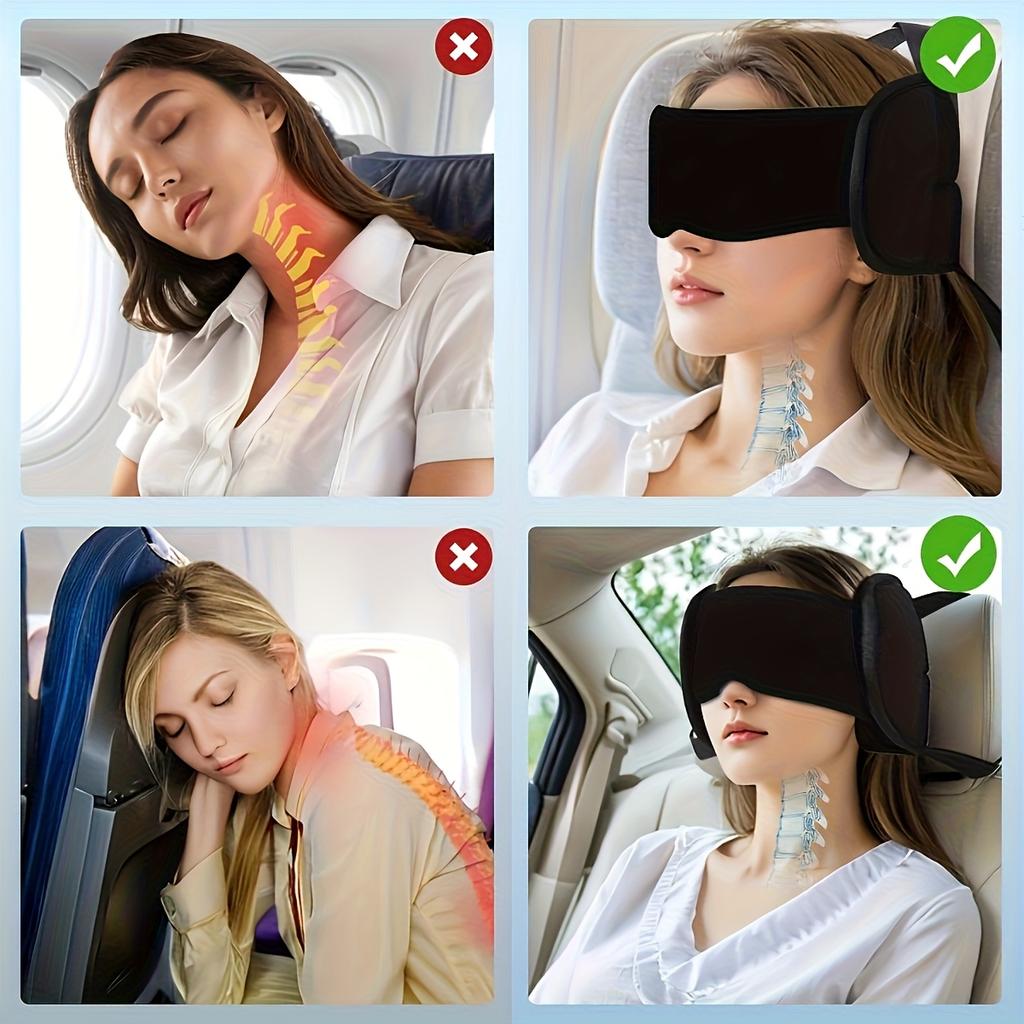 This 3D Sleep Mask Provides Complete Darkness, Relieves Eye Strain Adjustable for Both Men and Women Includes a Neck Cover and Travel Pillow Strap