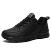 Black Casual Sneakers Leather Casual Men's Shoes Lightweight Soft Sole Casual Running Shoes Student