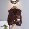 Boys' Spring & Autumn 2024 Knitted Vest Cardigan: Children's Sweater Outerwear Top