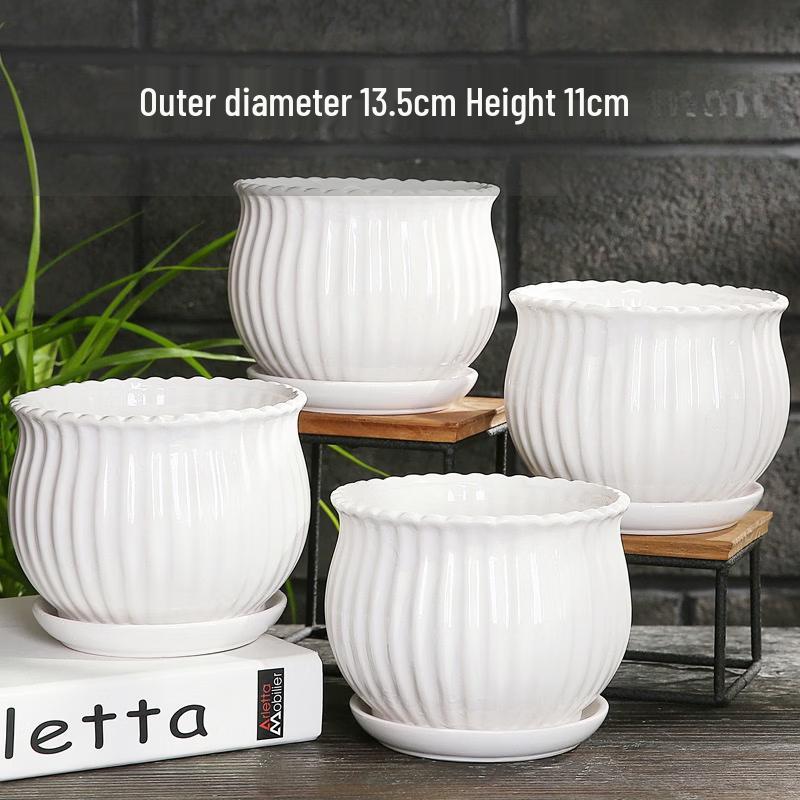 Nordic Style White Ceramic Planter Set