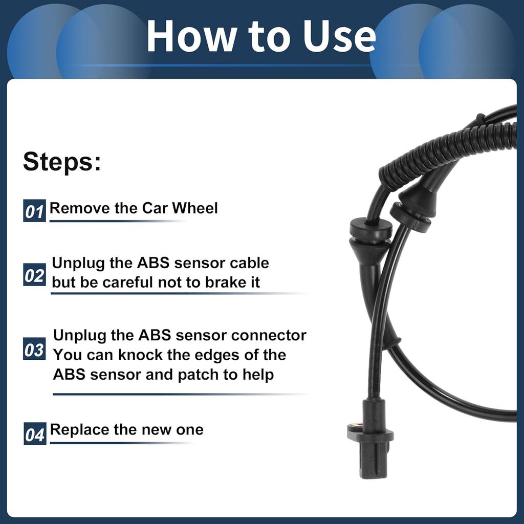 ABS Wheel Speed Sensor Rear Left Right ABS Sensor Anti-lock Braking System Sensor No.2T1Z2C204A for Ford Transit Connect 2010-2013