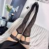 Sexy Suspender Stockings Thigh High Stockings Lace Long Stockings Thin Knee High Socks with Straps Bowknot for Women and Girls