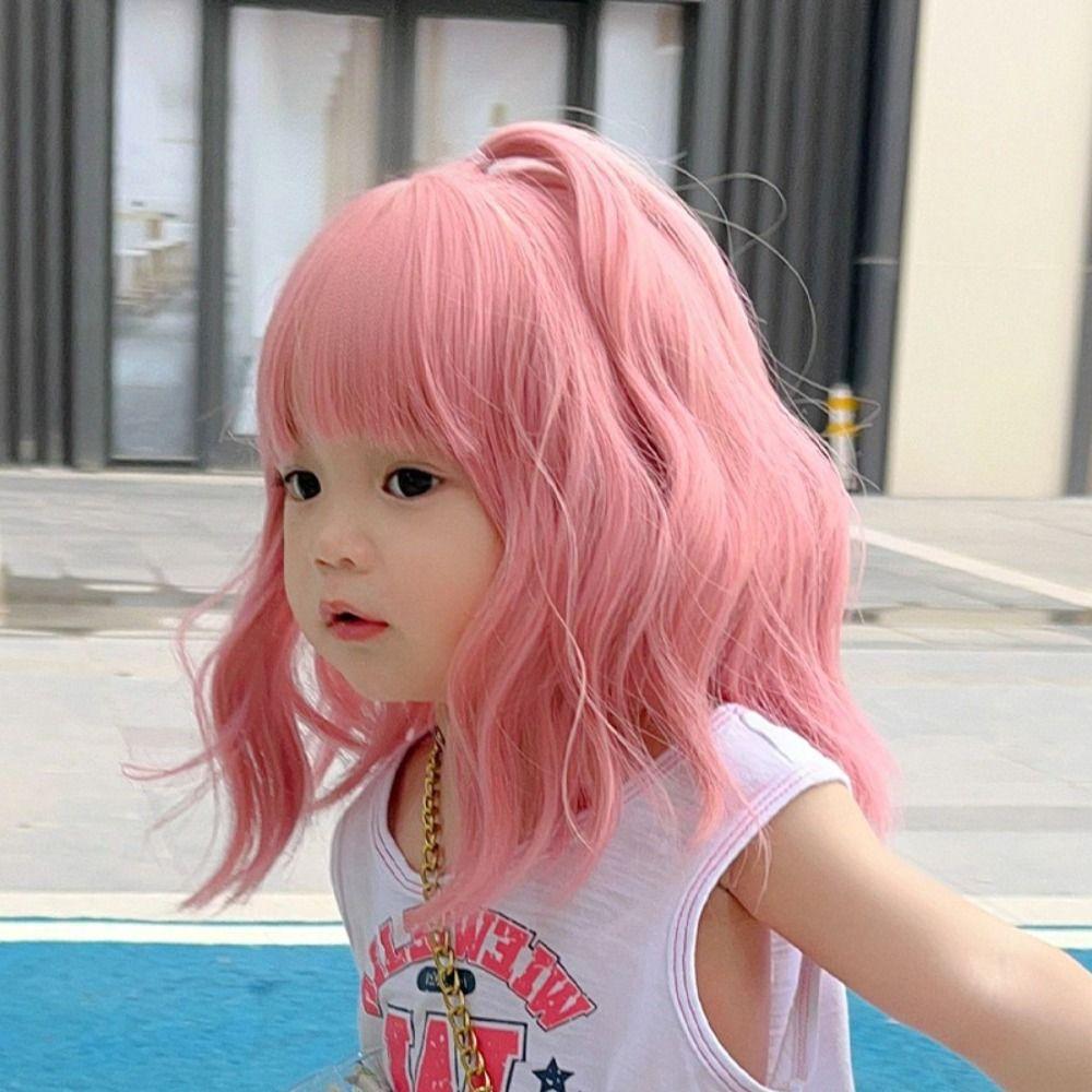 Roztomilá krátká paruka boba pro děti Kudrnatá pokrývka hlavy pro děti Vlasové doplňky Dětský tupé Dívky