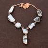 Natural Rough Rainbow Moonstone Gemstone Handmade Copper Necklace 18" s4H93