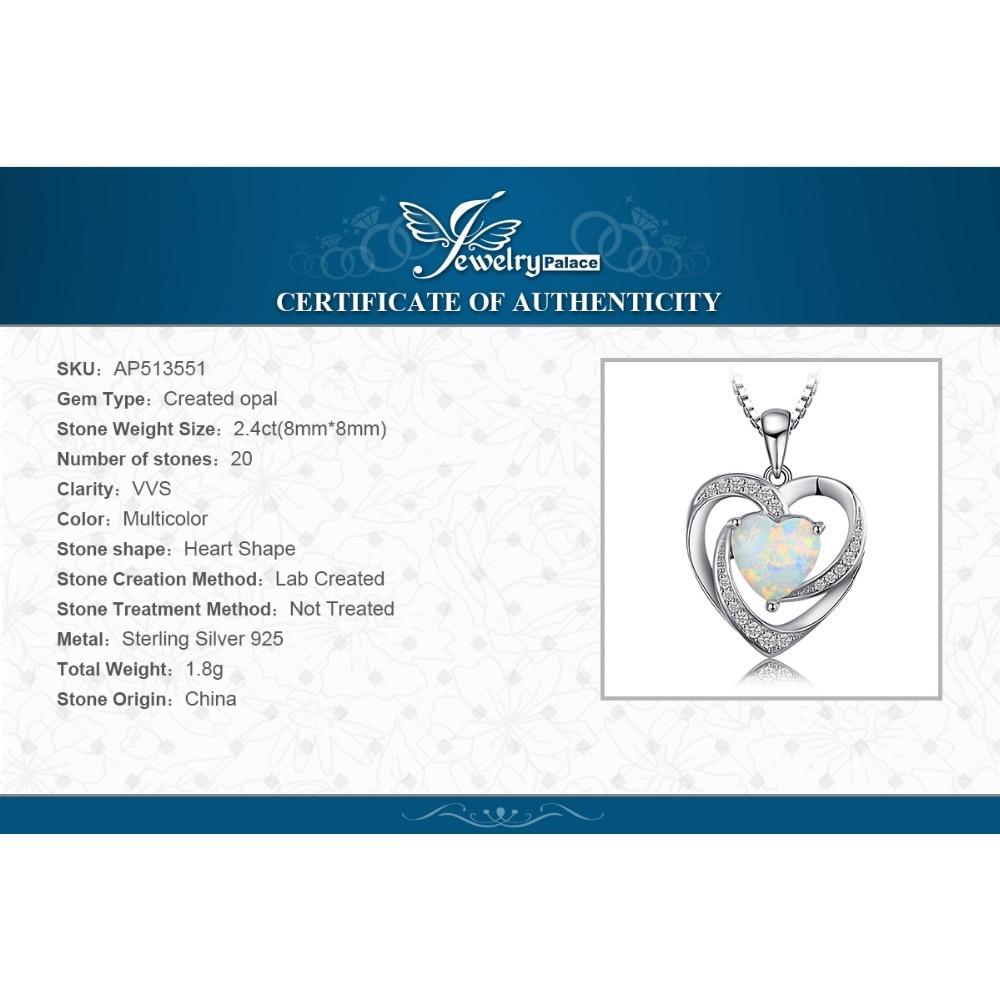 Jewelrypalace Heart Love Created Opal Pendant Necklace Gemstone 925 Sterling Silver Pendant For Women Fashion Jewelry No Chain