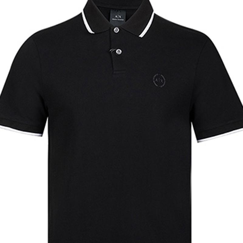 Armani Exchange Solid Color Logo Embellished Casual Loose Fit Short Sleeve Polo Shirt Men tops Black 8NZF75-Z8M5Z-1200