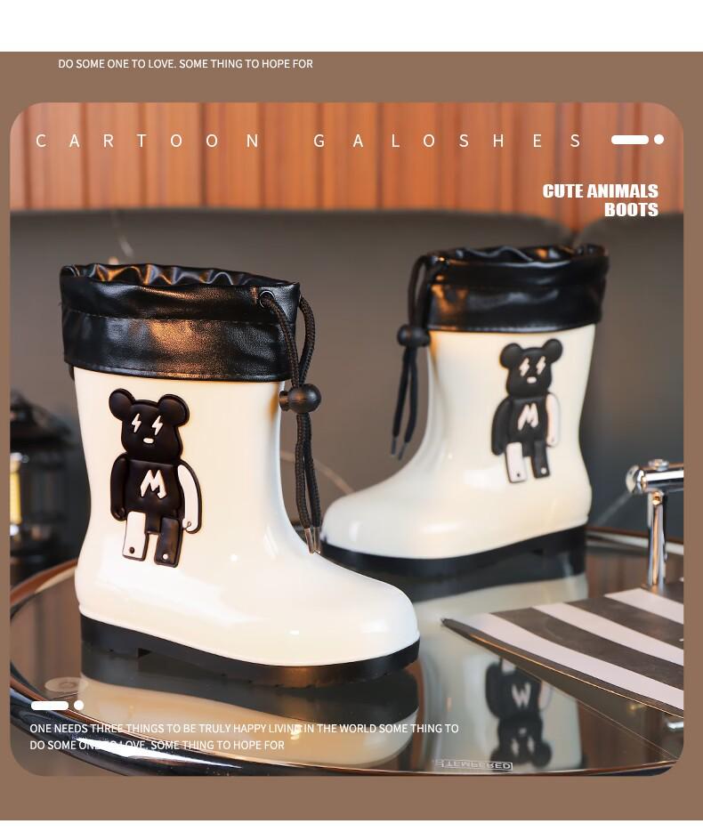 Children's Waterproof Rain Boots - Violent Bear Design, Non-slip, Sizes Small to Large for Boys and Girls