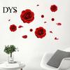 Valentine Day Room Decoration Romantic 3D Rose Flower Wall Stickers, Waterproof PVC Decal, Peel And Stick Anniversary Home Gift Art Decor, Decals for