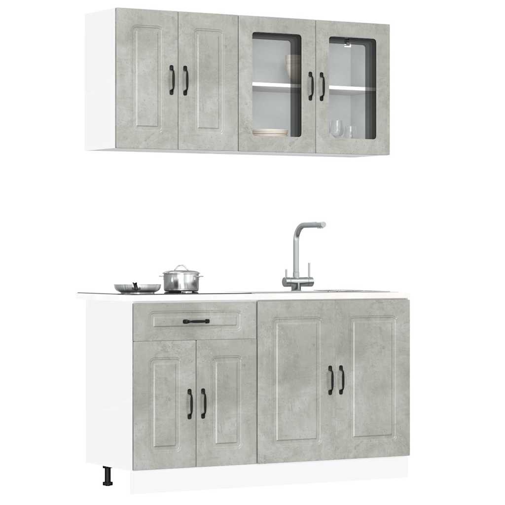 Kalmar Kitchen Cabinet Set, 4-Piece, Concrete Grey