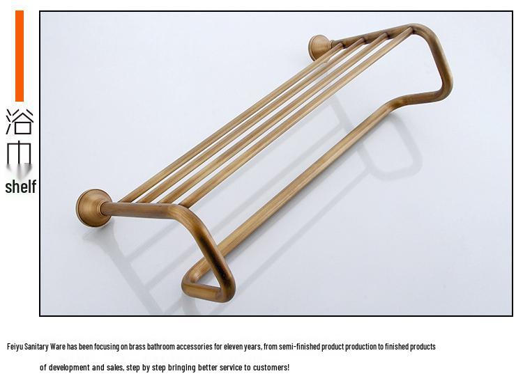 Set di Portasciugamani e Mensola da Bagno in Ottone Antico Stile Europeo