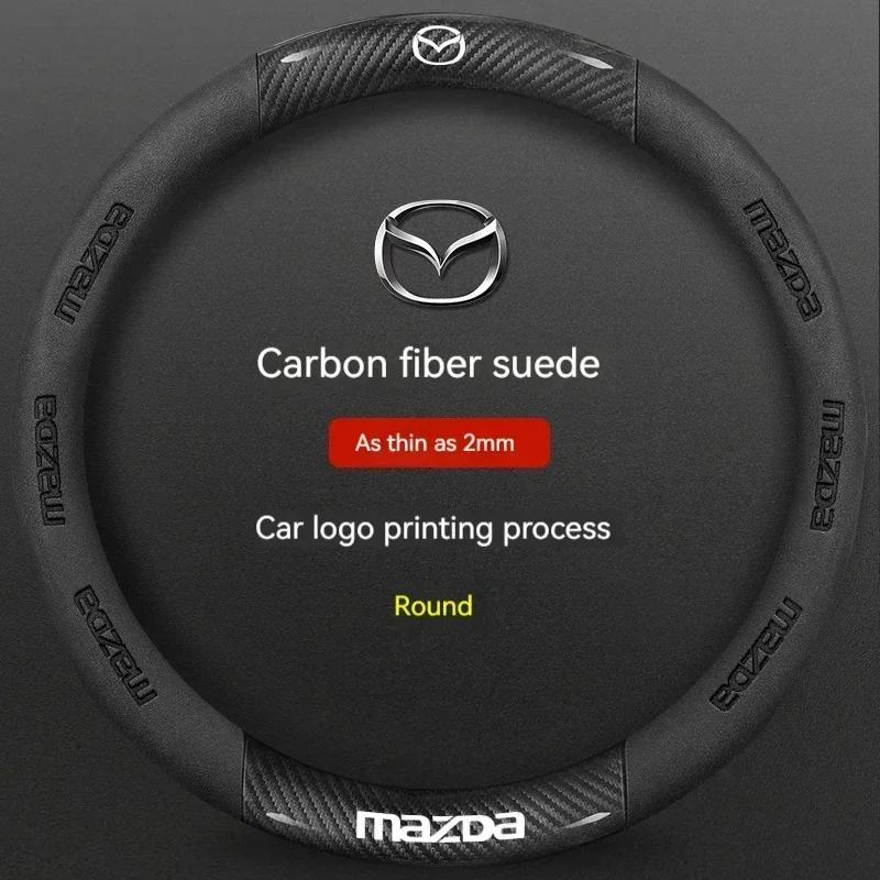 2025 Hot For Mazda 3 5 6 SKYACTIV Axela Atenza CX30 CX5 CX8 CX9 MX5 RX8 RX7 BT50 Carbon Fiber Leathe Car Steering Wheel Cover Ac