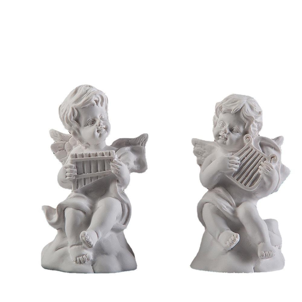 4PCS Little Angel Resin Imitation Gypsum Angel European Atmosphere Ornament Shooting Props Home Creative Sculpture Crafts