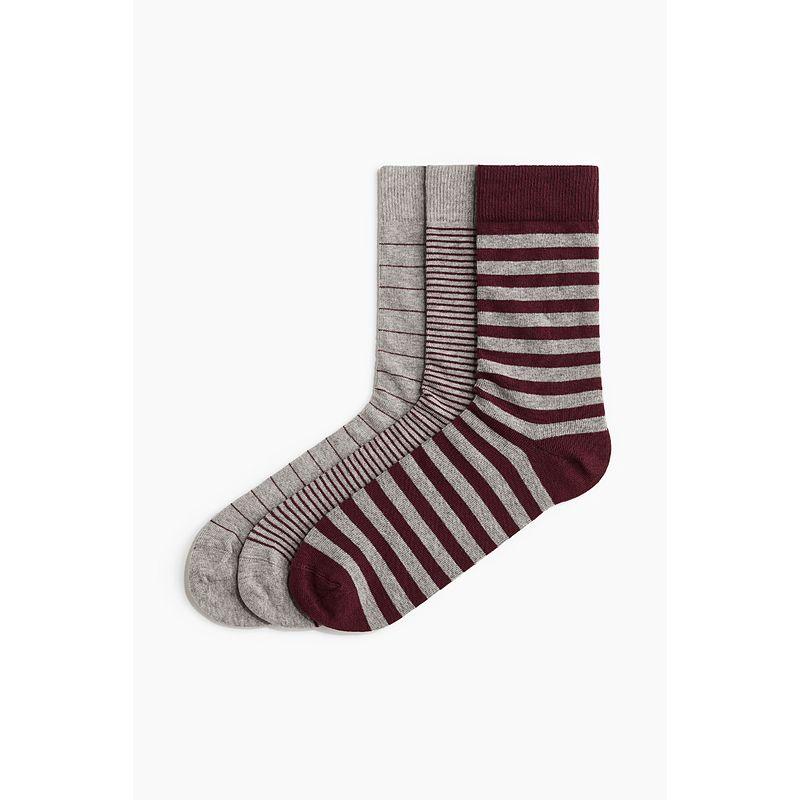 

HM Men s Mid-Calf Length Sock 3 Pairs Autumn Soft Plaid Fashion Minimalist Red Socks 1253217 Wine Red/Mixed Grey 23-24