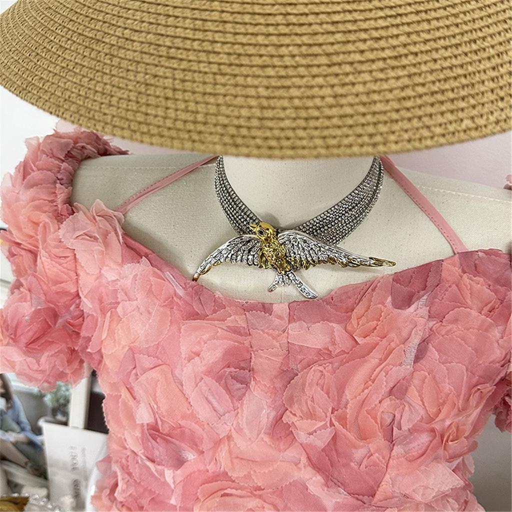 Tooxika Exaggerated Fashionable High Sense Of Multi-layer Full Diamond Chain Birds Swallow Necklace Retro Temperament Collarbone Chain