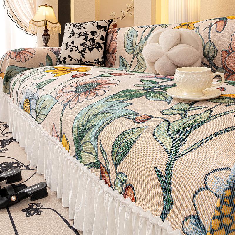 French 2025 New Sofa Cover Cloth Towel Universal In All Seasons, High-end Sense Non-slip and Anti-cat Scratch, a Whole Full-cover Blanket