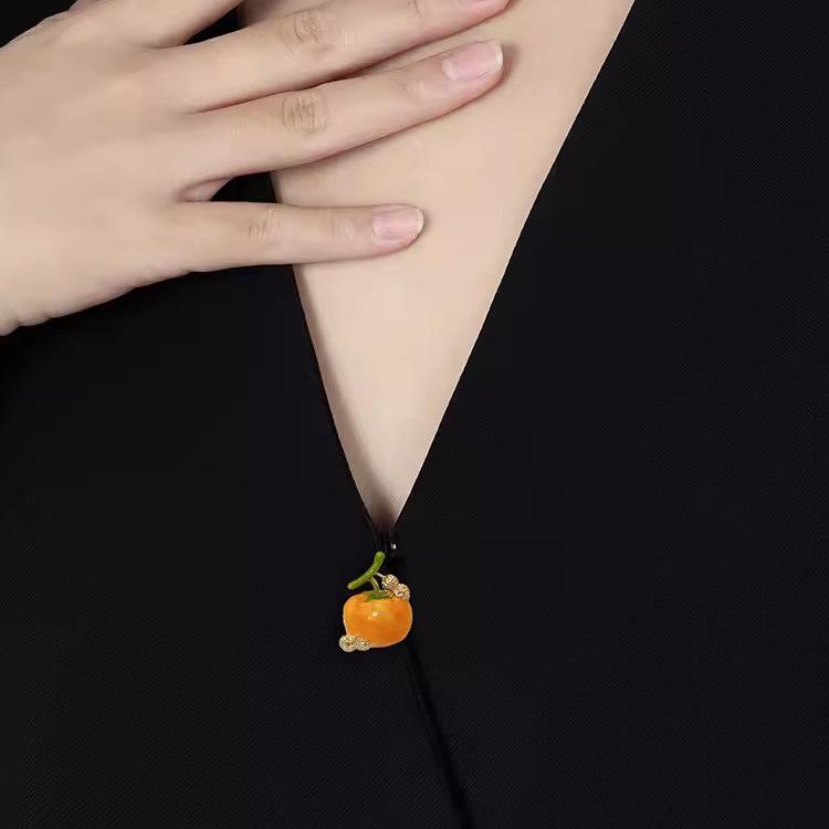 Elegant Women's Chinese-Style Persimmon Brooch - Creative Lapel Pin & Corsage