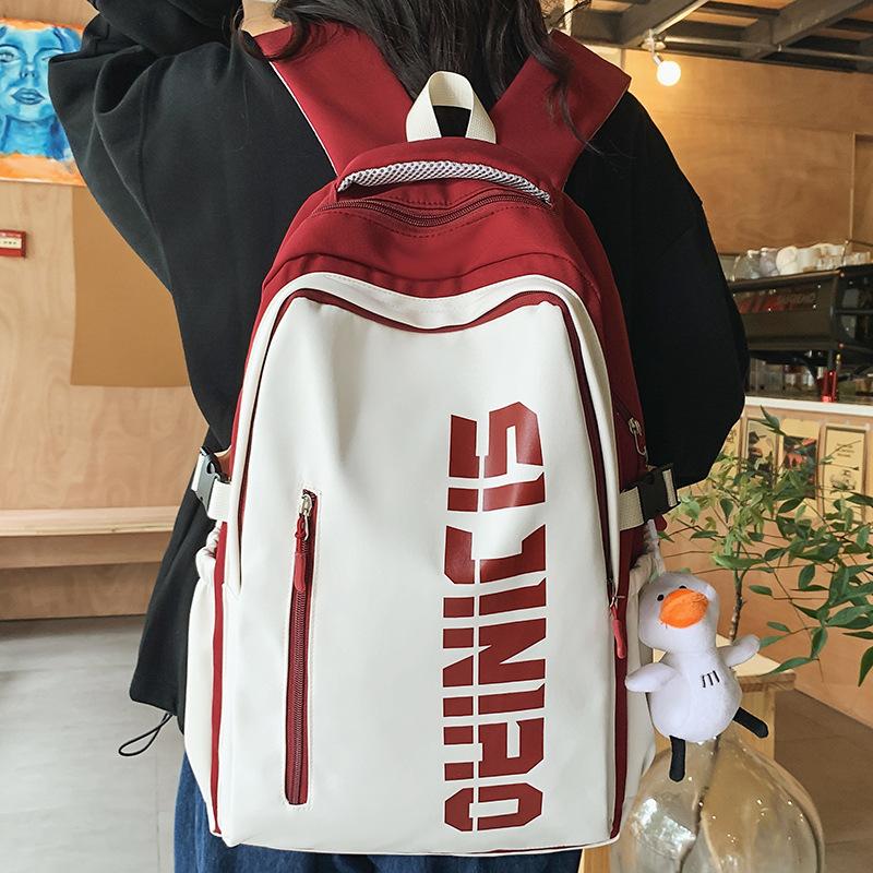 Primary School Girls Large Capacity Burgundy Junior High School Students High School Students College Students Backpack