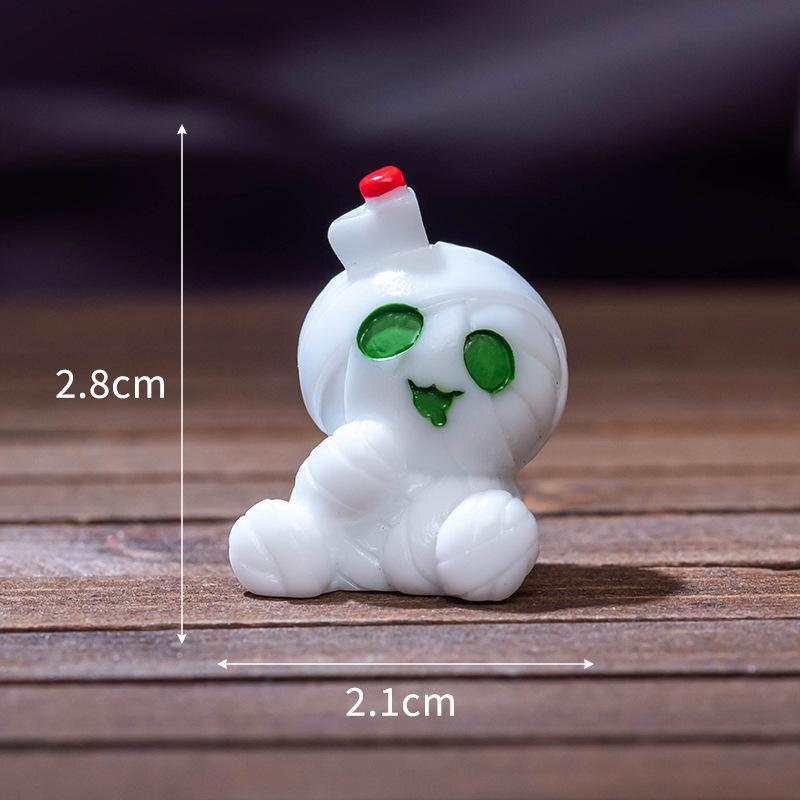 Mikro Landskap Søt Halloween Middag Doll Ghost Mummy Pumpkin Figur Bordplate Resin Trinket