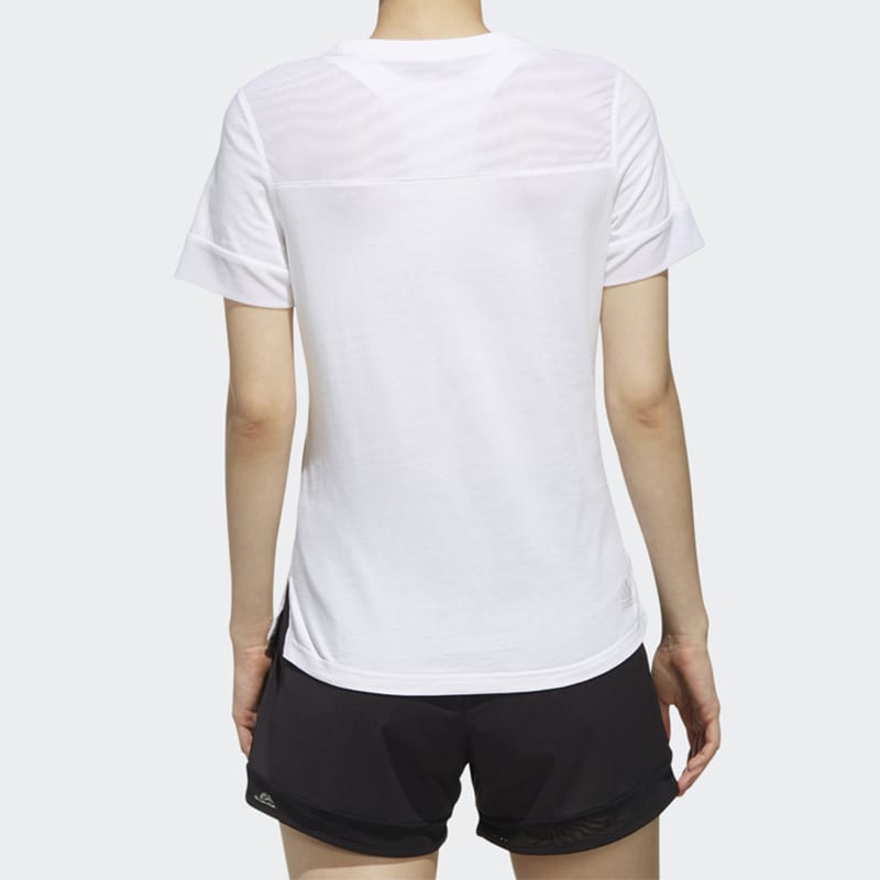 adidas T Shirts Women's White Crew Neck Moderate Straight Fit DY8612