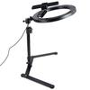 LED Ring Light with Extendable Webcam Stand Overhead Table Top Mount Kit 10"/12" Circle Ringlight with Cell Phone Holder